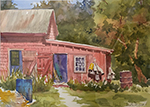 Jan Kilburn original watercolor, "Buoy Shed"