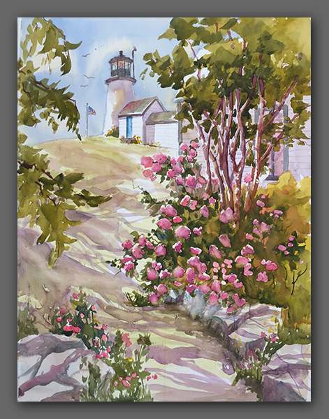 Jan Kilburn original watercolor, "Burnt Island Light"
