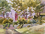 Jan Kilburn original watercolor, "Head Tide Red Doors"