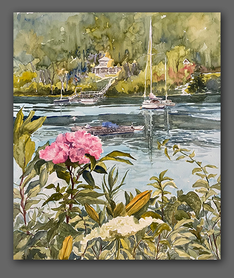 Jan Kilburn original watercolor, "South Bristol Wildflowers"