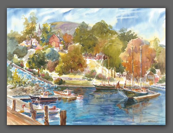 Jan Kilburn print, "Camden Hillside"