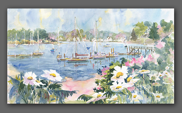 Jan Kilburn print, "Dockside, York Harbor"