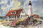 Jan Kilburn print from original watercolor, "Portland Head Light"