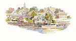 Jan Kilburn print from original watercolor, "Portsmouth Waterfront"