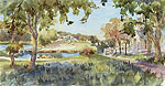 Jan Kilburn print from original watercolor, "Sheepscott Village"
