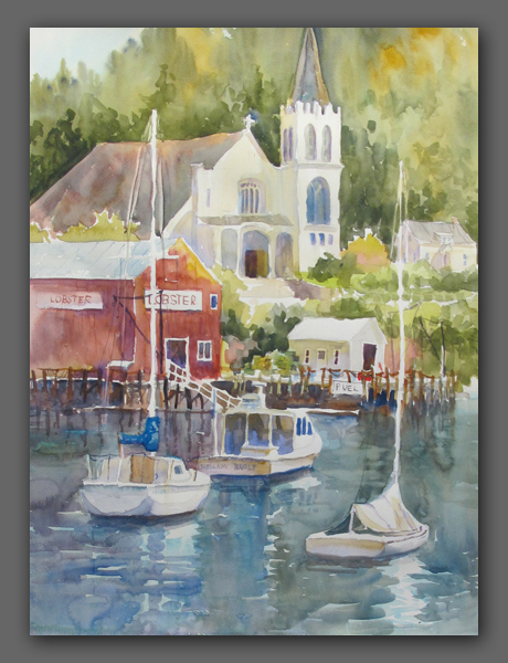 Jan Kilburn print from the original watercolor, "Boothbay Harbor"