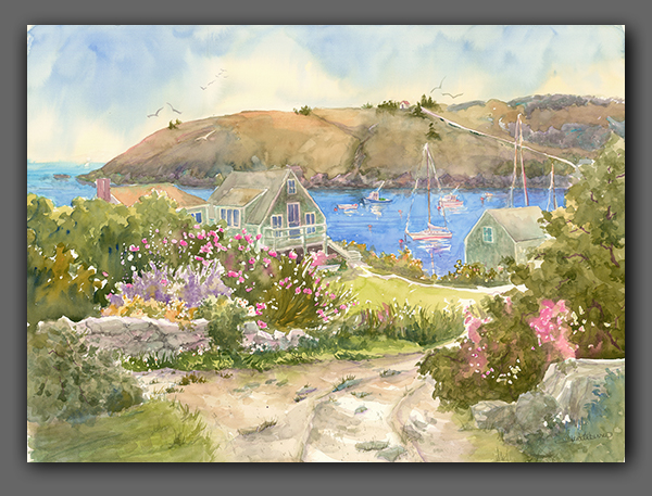 Jan Kilburn original watercolor, "Monhegan Impressions"
