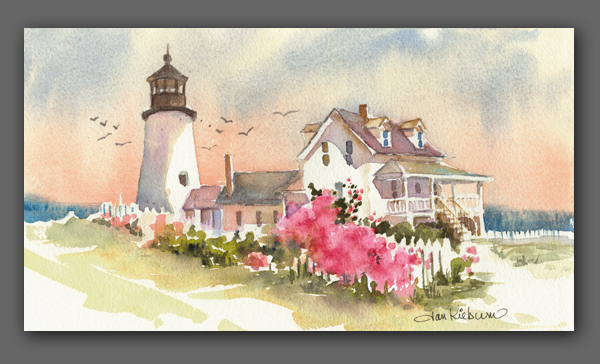 Jan Kilburn print from original watercolor, "Pemaquid Light I"