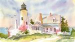 Jan Kilburn print from original watercolor, "Pemaquid Light II"