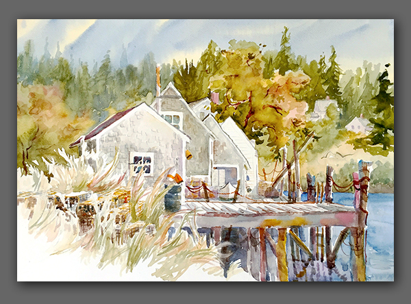 Jan Kilburn print from original watercolor of "Port Clyde Docks"