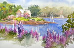 Jan Kilburn print from original watercolor, "Round Pond Lupine"