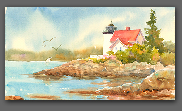 Jan Kilburn print, "Hendricks Head Light"